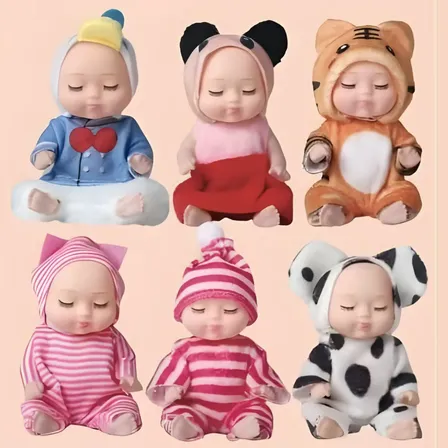 Kit Com 6 Mini Bonecas Bebê Reborn Pijama Realista Infantil