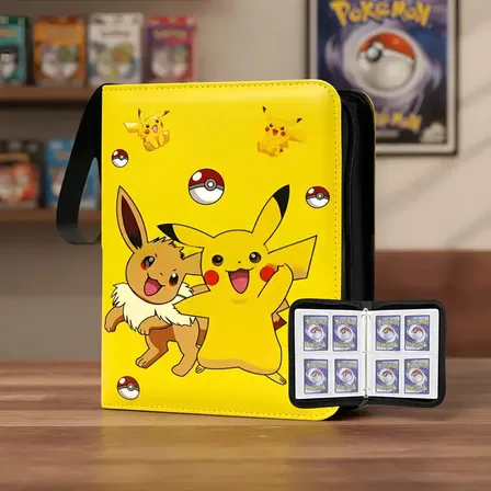 Álbum Pokémon 400 Cartas Pikachu Zíper Capa Dura Tcg Criança