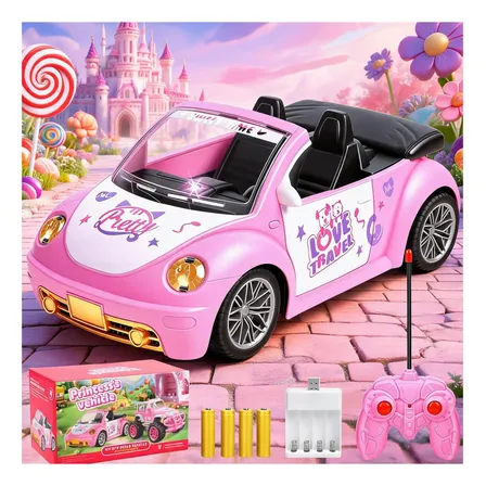 Carro De Brinquedo Conversível Fusca Com Luzes Para Meninas