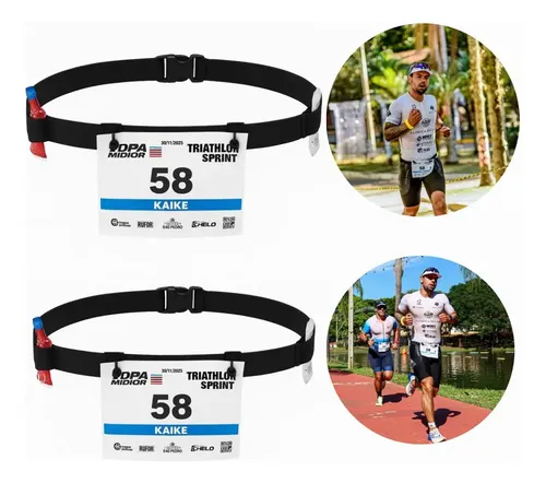 Kit 2 Cintos Porta Número Corrida Triathlon Maratona Bike