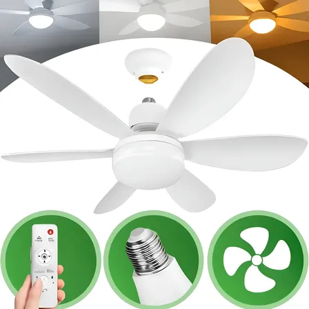 Ventilador Teto Lampada Luz Led Silêncioso Econômico 6 Pás
