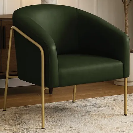 Poltrona Sala Industrial Alta Dourado Stella Sintético Pu