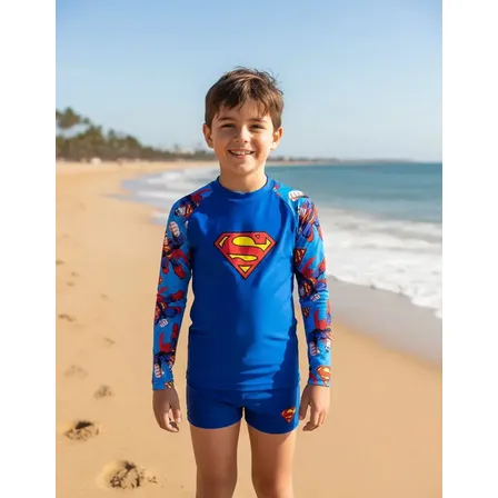 Blusa Uv Proteção Solar 50+ Infantil Com Sunga Piscina Praia