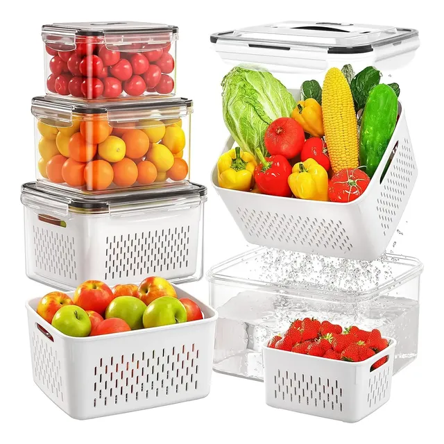 Organizador De Geladeira Acrílico Frutas E Verduras Kit 4 Branco