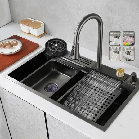 Cuba Pia De Cozinha Gourmet Inox 304 Com Torneira Acessórios