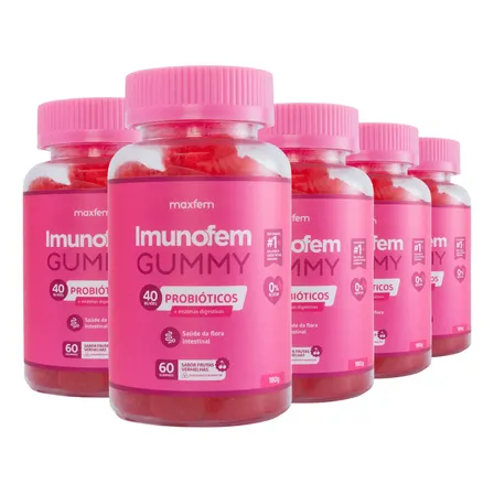 Kit 5x Imunofem Gummy Probiótico 40bi Feminino Ph Saúdável