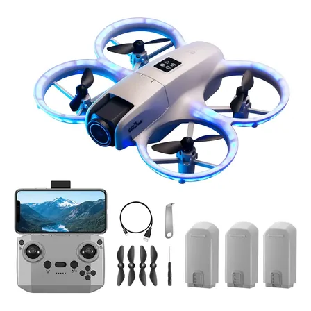 Mini Drone Com Câmera, 3 Baterias,com Led Keelead Gt3