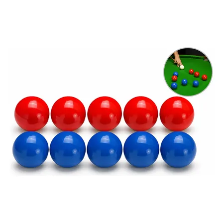 Jogo 10 Bolas 50mm Mata Mata Sinuca Snooker Azul E Vermelho
