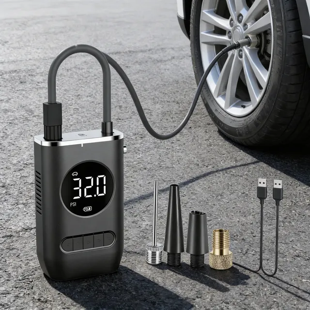 Compressor De Ar Portátil Digital Inflador Pneu Carro Moto