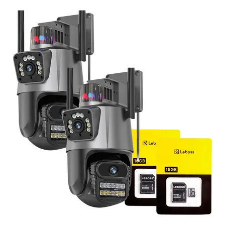 Kit2 Camera Seguranca Ip Wifi App Icsee Lente Dupla 6mp Ip66