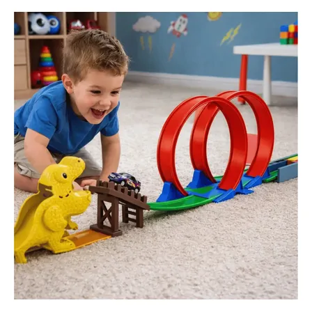 Pista De Carrinhos Com Lançador Radical Dinossauro Brinquedo