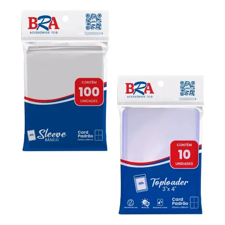 100 Sleeve + 10 Toploader Bra Para Pokemon, Magic E Outros