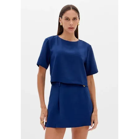 Blusa Curta Com Manga Curta