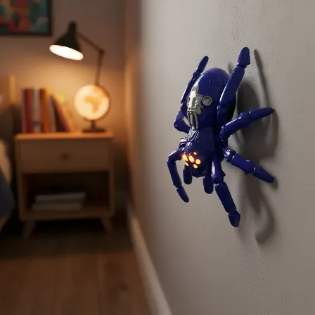 Aranha Robô Controle Remoto Anda Parede Teto Luz Led -spider Aranha Azul