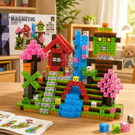 Blocos Magnéticos 100 Peças Brinquedo Educativo Minecraft