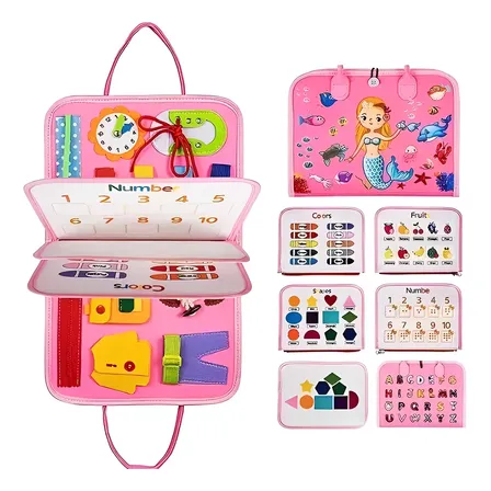 Montessori Busy Board Para Crianças Brinquedos Sensoriais Ba32-rosa