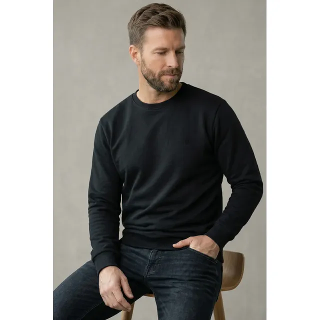 Moletom Masculino Leve Gola Careca Polo Wear Preto M Preto