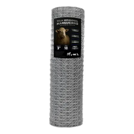 Tela Mangueirão 1,50x50m Fio18 Galvanizada Makrometal