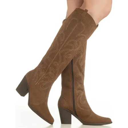 Bota Feminina Texana Western Cano Alto Country Bordado Gigil