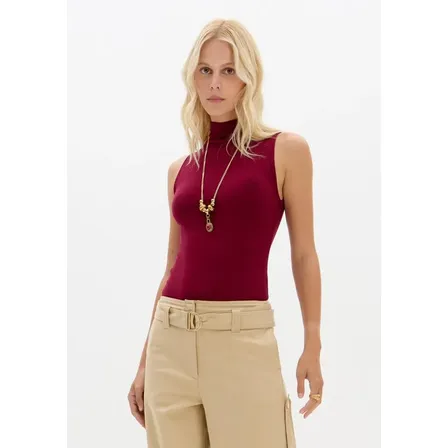 Blusa Canelada De Gola Alta