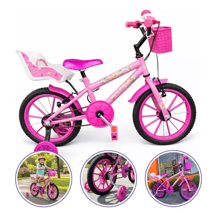 Bicicleta Feminina Infantil Hugel Bike Aro 16 Nylon Cores
