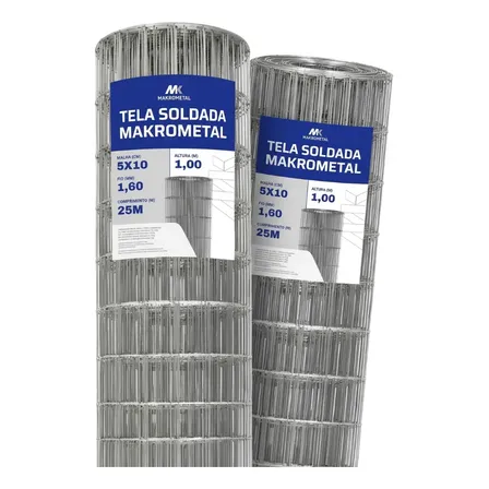 Kit 2telas Soldada 1,00x25m Fio 1,60mm Total 50m Galvanizada