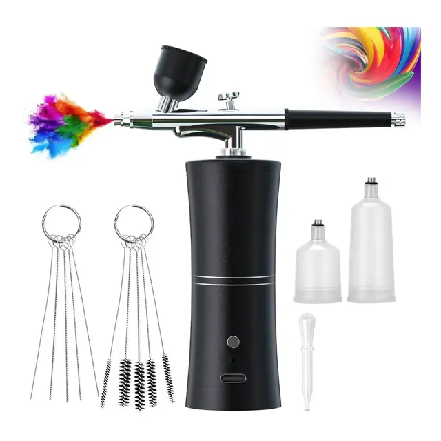 Conjunto Aerógrafo Compressor Portátil Usb Recarregável