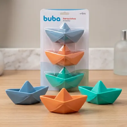 Brinquedo Educativo Barquinhos D Banho Buba Mordedor Bebê 4m