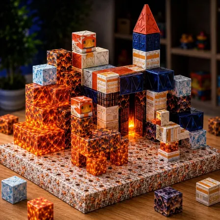 Blocos Cubos Magnéticos 125 Pçs Brinquedo Educativo Infantil 125 Vulcão