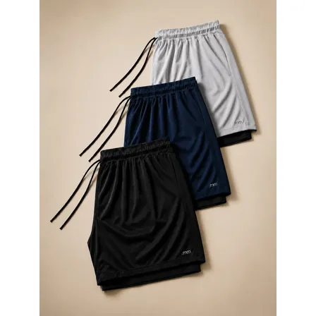 Kit 3 Bermudas 2 Em 1 Short Duplo Masculino Academia Treino