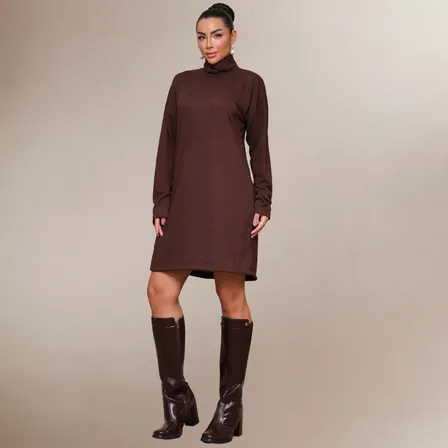 Vestido Mini Vest Feminina Gola Alta Lãnzinha Inverno Frio