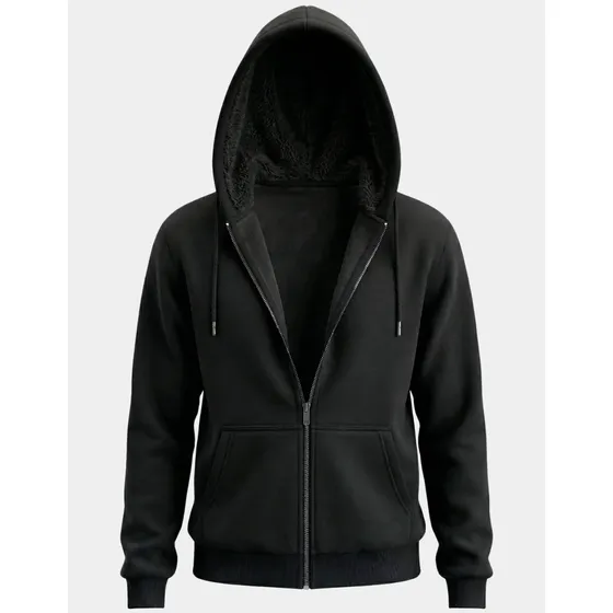 Moletom Liso Masculino Blusa Frio Canguru Flanelado Capuz Gg Preto Liso