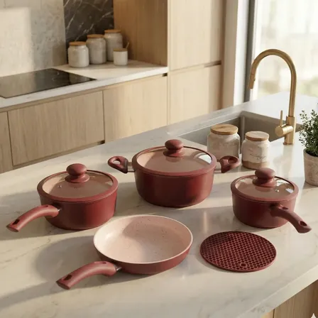 Jogo Panela Ceramica Antiaderente 5pç Tampa Silicone Induçao