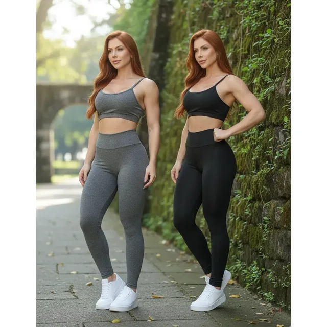 Kit 2 Conjunto Academia Feminino Zero Transparência Leg Top