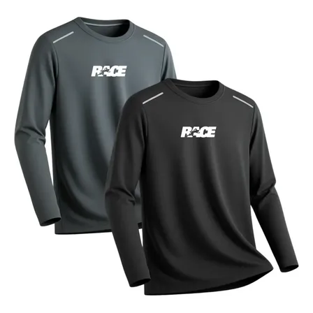 Kit 2 Camisetas Manga Longa Poliester Dry Masculina Academia Cinza E Preto Race G