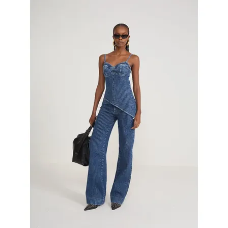 Blusa Jeans Colcci Feminino 036.01.19192 Índigo Risca De Giz M