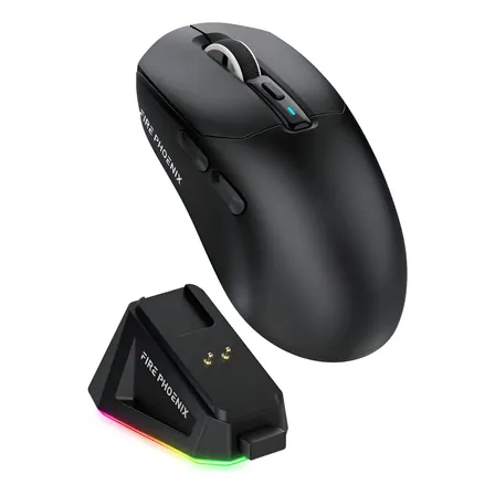 Mouse Gamer Sem Fio Fire Phoenix 24000dpi Paw3311 Bk-r3x Cor Preto