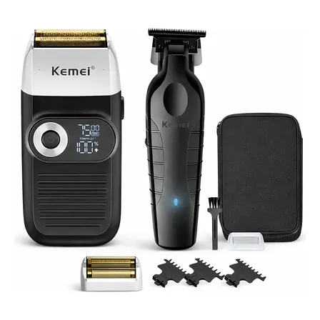 Kit Kemei Máquina De Corte Km-2299 + Acabamento Km-2026 Bivo