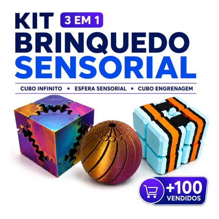 Kit Sensorial Cubo Infinito, Cubo Engrenagem E Esfera