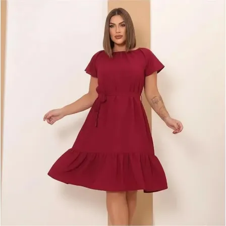 Vestido Feminino Curto Plus Size Soltinho Saia Redonda Luxo