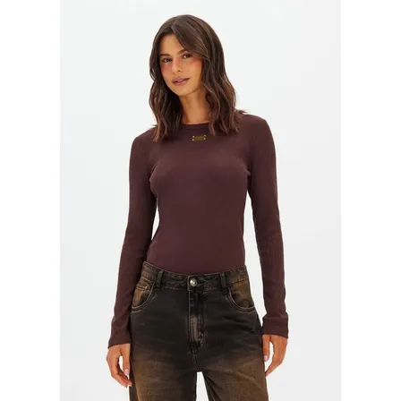 Blusa Canelada Manga Longa