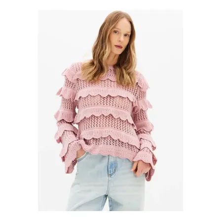 Blusa De Tricô Com Babados