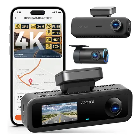 Câmera Veicular 4k Hdr 3 Canais 70mai T800e-1 Gps 24h App