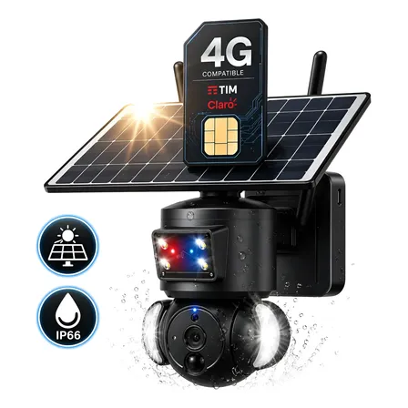 Câmera Segurança Rural 4g Solar Ip66 Hd Funciona Com Chip