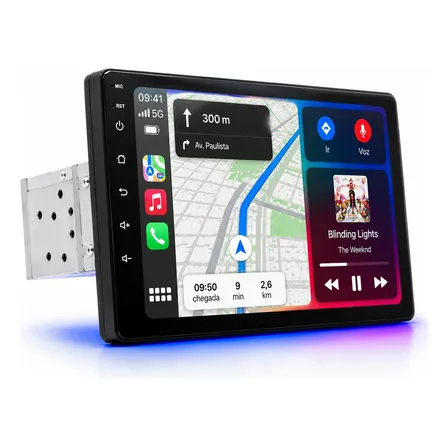 Multimídia Tela 9 Polegadas 1 Din Carplay Android Auto