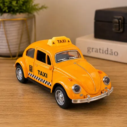 Fusca Táxi Miniatura Metal Fricção Colecionável