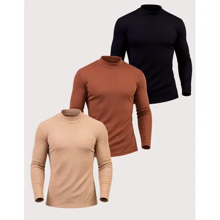 Kit 3 Cacharrel Suéter Canelada Masculina Inverno Premium