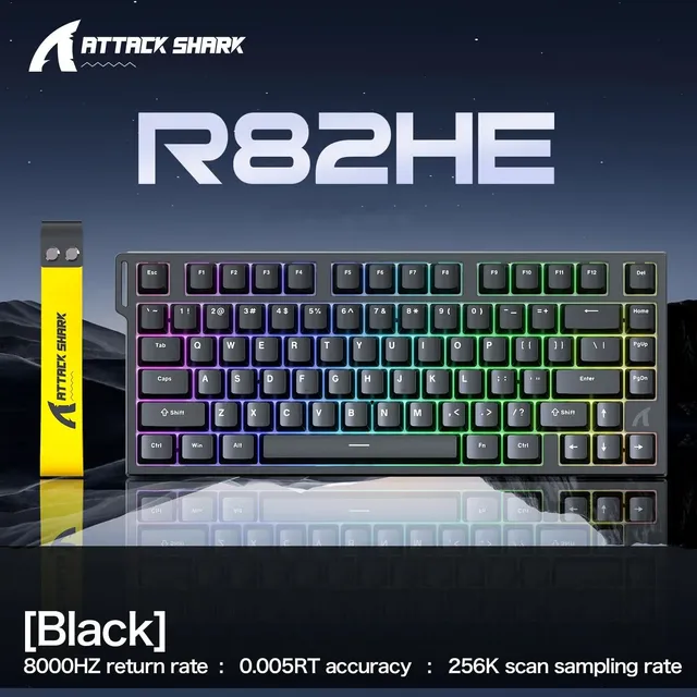 Teclado Mecânico Attack Shark R82he 8000hz Gamer Preto Inglês Us