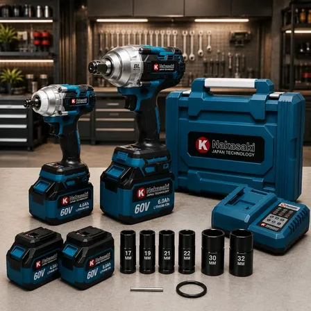 Kit 2 Chave Impacto 1/2 E 3/4 Knakasaki Pneumática C/ Maleta