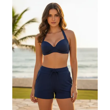 Biquíni Bojo Meia Taça Short Bolso Moda Praia Feminino Verão
